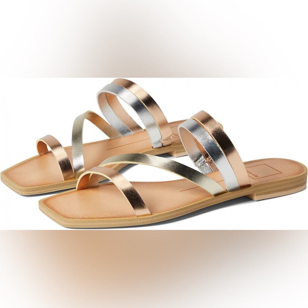 Dolce Vita Ibbie Metallic Slip On Strappy Sandals, Size 7.5